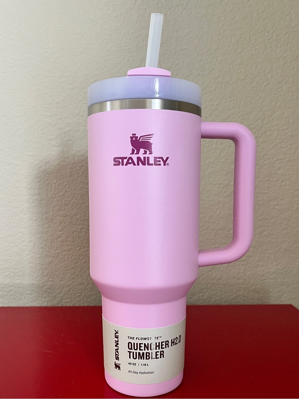 Stanley Pink Quencher H2.0 Tumbler with Handle and Straw